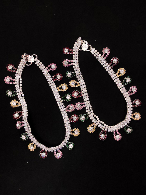Meena Silver Anklet
