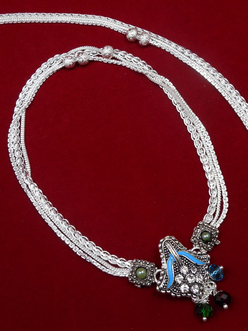 Meena Silver Anklet