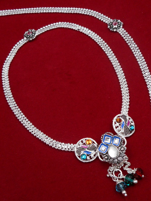 Meena Silver Anklet